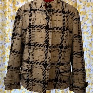 Black and white plaid lined short coat